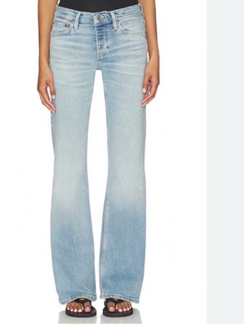 MOTHER Mellow Drama Flare Jeans in Light Blue Hummingbird size 28